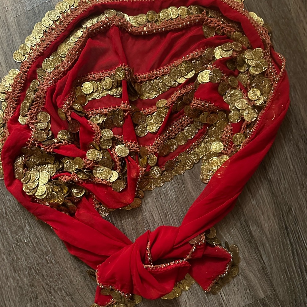 India Boutique Red and Gold Embellished Belt